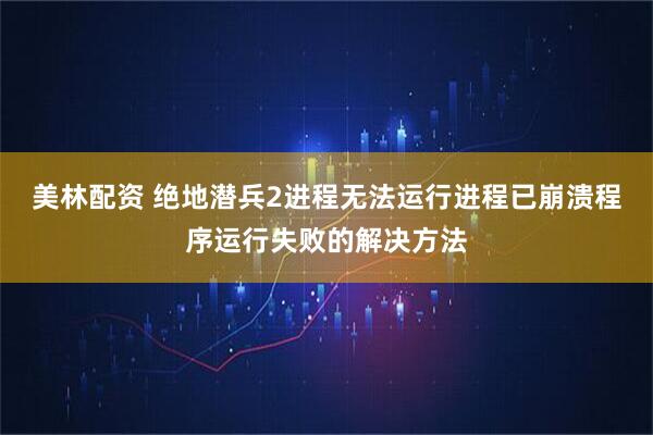 美林配资 绝地潜兵2进程无法运行进程已崩溃程序运行失败的解决方法